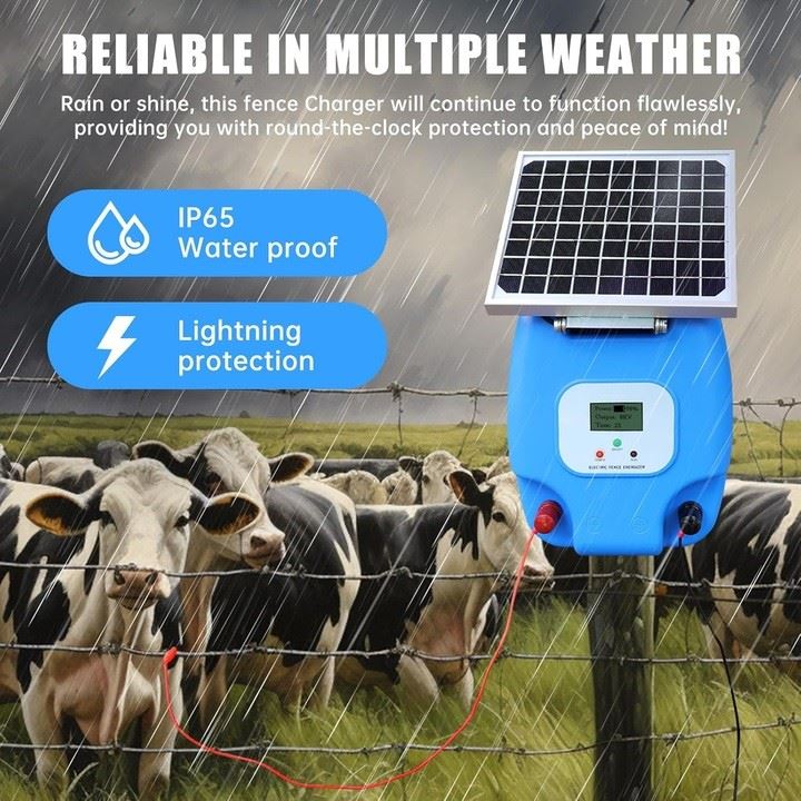 Solar Electric Fence Energizer With LCD | Waterproof Electric Fence Charger For Farms & Ranches high quality